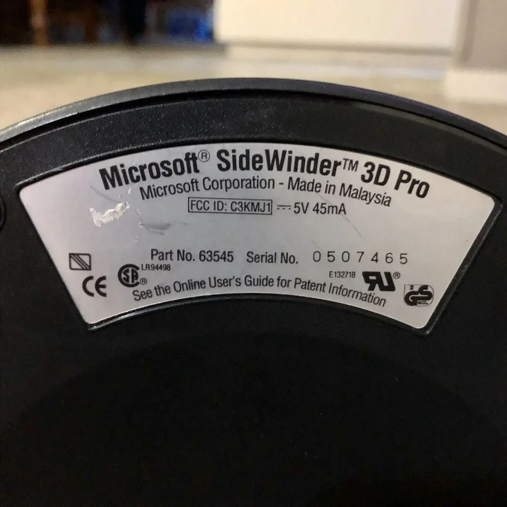 Microsoft SideWinder 3D Pro Joystick Controller PC Used Not Tested
